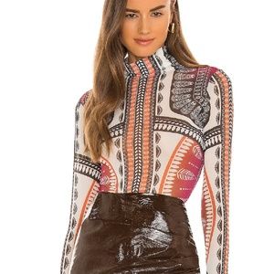 AFRM Zadie Mesh Mock Neck Top in Placement Geo